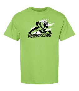 Wrestling Preprinted Lime Green T-shirts